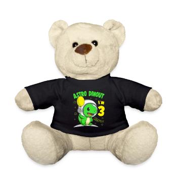 3 ans Birthday Boy Astro Dinout - 3ème B-Day - Nounours - noir - Devant