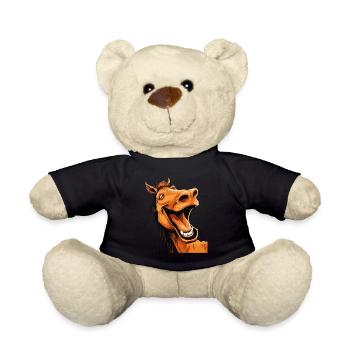 Lachendes Pferd Lustig Witzig Humor Verrückt Ugly - Teddy - Schwarz - Vorne