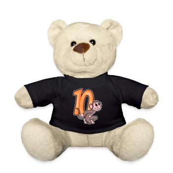 10 birthday 10 years old with animal motif - ten - Teddy Bear - black - Front