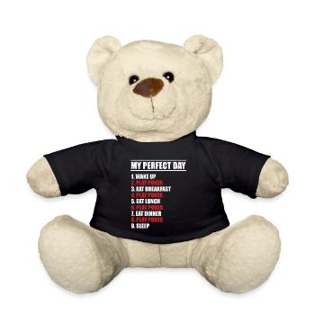 Poker Fan Wake Up Flop Eat Sleep My Perfect Day - Teddy - Schwarz - Vorne