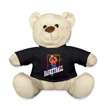 Basketball Basketballspieler Spieler Vintage Bunt - Teddy - Schwarz - Vorne
