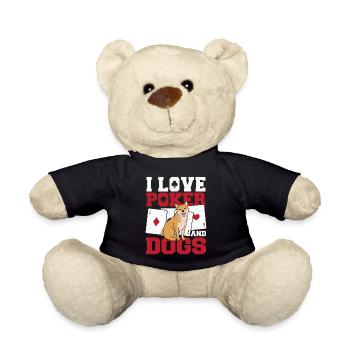 I Love Poker And Dogs Flop Cardgame Aces Spades - Teddy - Schwarz - Vorne