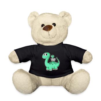 Dinosaure avec bébé dinosaure - Dino - Nounours - noir - Devant