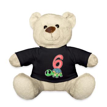6 Birthday 6 years old with animal motif - six - Teddy Bear - black - Front