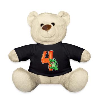 4 birthday 4 years old with animal motif - four - Teddy Bear - black - Front