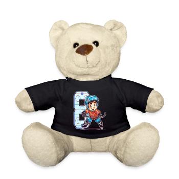 Anniversaire de hockey sur glace - garçon de 8 ans - 8. - Nounours - noir - Devant