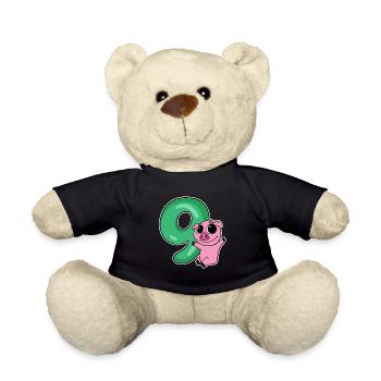9 Birthday 9 years old with animal motif - nine - Teddy Bear - black - Front
