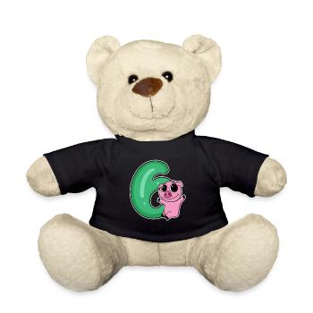 6 Anniversaire 6 ans avec motif animal - Six - Nounours - noir - Devant