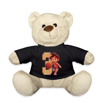 Basketball Birthday - 3 years old Boy - 3. - Teddy Bear - black - Front