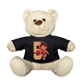 Basketball Birthday - 5 years old Boy - 5. - Teddy Bear - black - Front