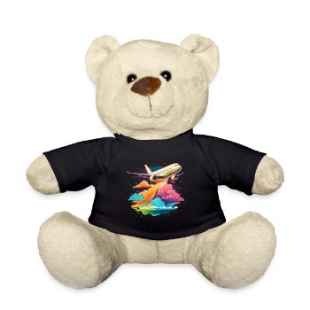 Airplane Jet Aviation Flying Pilot Aeroplane - Teddy Bear - black - Front