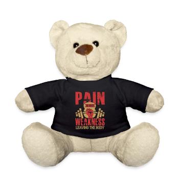 Pain Is Just Weakness Workout Training Weight Lift - Teddy Bear - black - Front