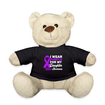 Je porte du violet pour ma fille Lupus Awareness - Nounours - noir - Devant