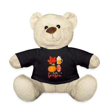 Tis The Season Football Coffee Latte Autumn Leaves - Teddy Bear - black - Front