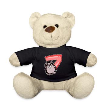 7 birthday 7 years old with animal motif - seven - Teddy Bear - black - Front