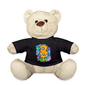 8 Jahre alt - 8. Geburtstag mit Tier Motiv - Teddy - Schwarz - Vorne