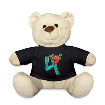 4 birthday 4 years old with animal motif - four - Teddy Bear - black - Front