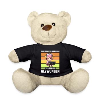 Gaming Konsole PC Zockerin Mädchen Gamer Girl - Teddy - Schwarz - Vorne
