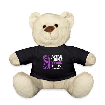 Je porte du violet pour la conscience du lupus guerrier lupus - Nounours - noir - Devant