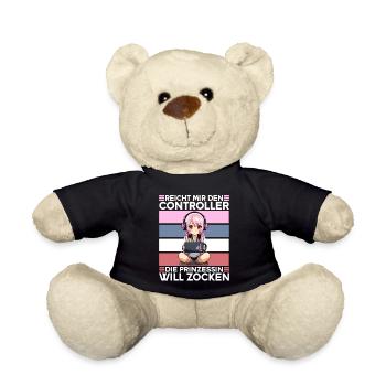 Gaming Konsole PC Zockerin Mädchen Gamer Girl - Teddy - Schwarz - Vorne