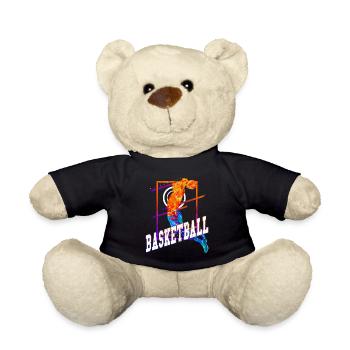 Basketball Basketballspieler Spieler Vintage Bunt - Teddy - Schwarz - Vorne
