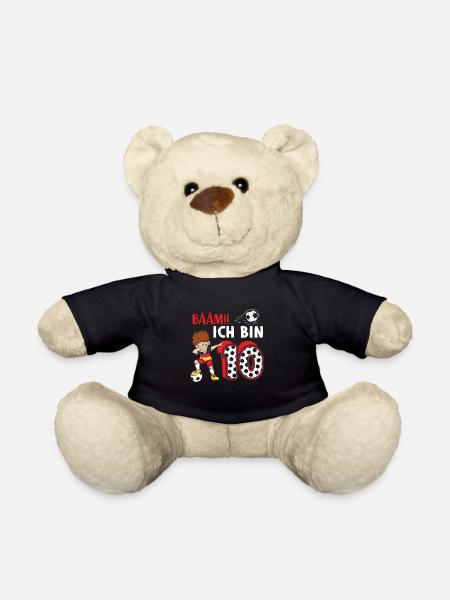 10. Geburtstag Fussball 10 Jahre Fußballer - Teddy - Schwarz
