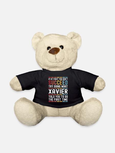 Xavier Nom personnalisé drôle anniversaire Noël - Nounours - noir