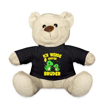 Werde Großer Bruder Dino Geschwister Kind Geburt - Teddy - Schwarz - Vorne