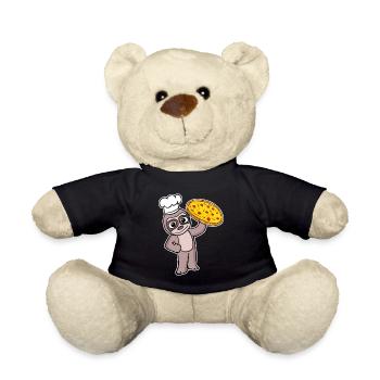 pizza maker pizza chef sloth Italy - Teddy Bear - black - Front