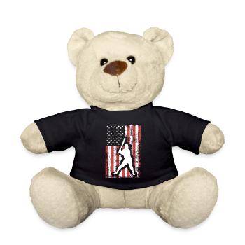 4. Juli Baseball US Grunge Flagge - Teddy - Schwarz - Vorne