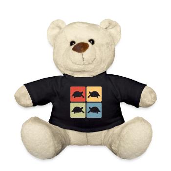 Reptile Retro Turtle Vintage Tortoise - Teddy Bear - black - Front