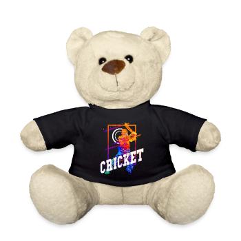 Cricket Cricketer Batsman Team Sport Colorful - Teddy Bear - black - Front