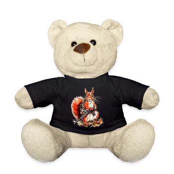 Eichhörnchen mit Maschinengewehr ist bewaffnet - Teddy - Schwarz - Vorne