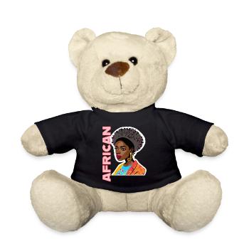 Schwarze Dame mit Schriftzug African - Teddy - Schwarz - Vorne