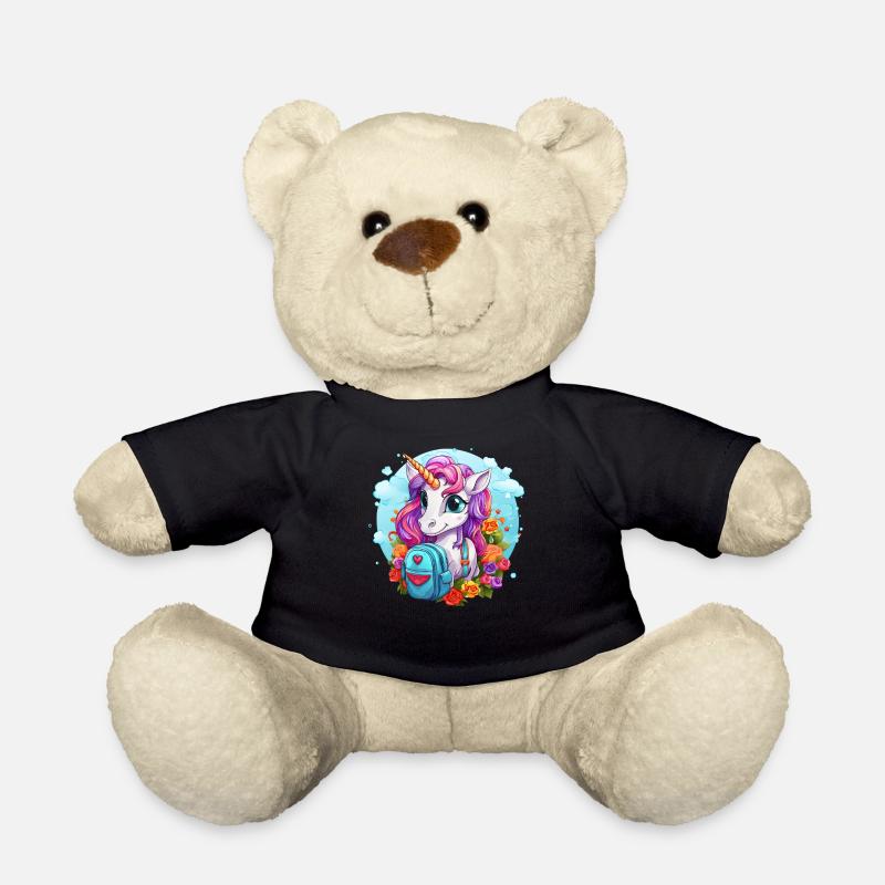 Einhorn Schulkind Einschulung Mädchen Geschenk - Teddy - Schwarz
