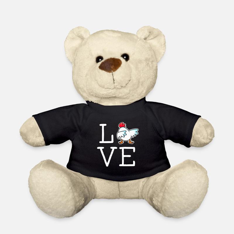 LOVE Hühner Schriftzug mit coolem Huhn Landwirt - Teddy - Schwarz