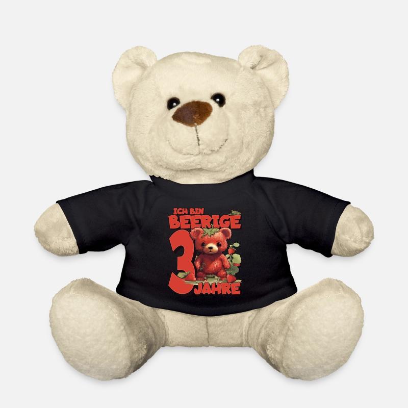 3. Geburtstag Jahre Kindergeburtstag - Erdbeer Bär - Teddy - Schwarz