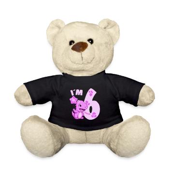 Dinosaure mignon Je suis 6 Dino Birthday Girl - Nounours - noir - Devant