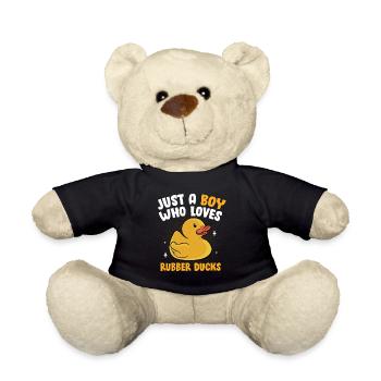 Duckling Funny Duckie Men Just A Boy Who Loves Rub - Teddy - Schwarz - Vorne