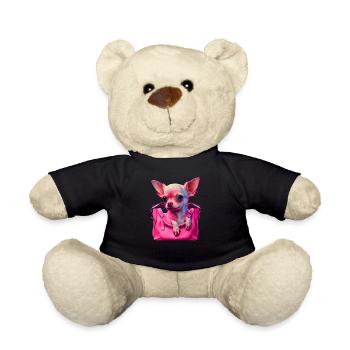 Pink Chihuahua | Rosa Handtasche Welpe Girlie - Teddy - Schwarz - Vorne