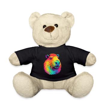 Capybara Low Rainbow Design - Teddy Bear - black - Front
