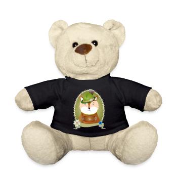 Renard mignon en costume traditionnel avec chapeau et pantalon en cuir - Nounours - noir - Devant