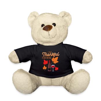 Ich bin dankbar für Wein Lustig Thanksgiving - Teddy - Schwarz - Vorne