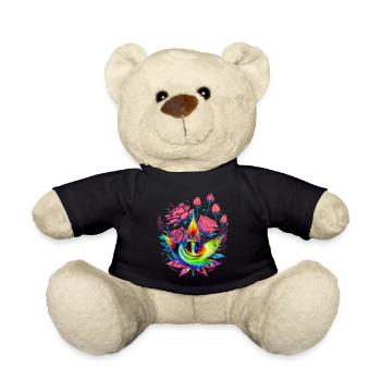 Psychedelisches Cannabisblatt mit Drachenauge - Teddy - Schwarz - Vorne
