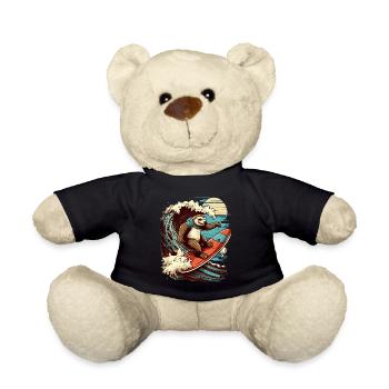 Cooles Faultier surft im Mondschein - Teddy - Schwarz - Vorne