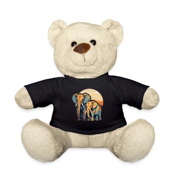 Elephant mom and child - Teddy Bear - black - Front