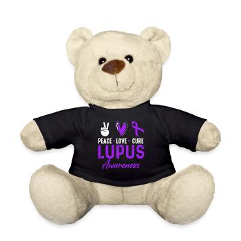 Peace Love Cure Lupus Awareness Month Purple - Teddy Bear - black - Front