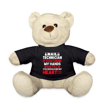 Nail Technician Nail Technician Full Heart - Teddy Bear - black - Front