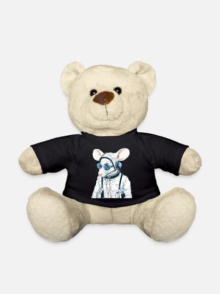 Mouse, Gaming, Pilot, Nerd, Funny, Lab Rat Rat - Teddy Bear - black