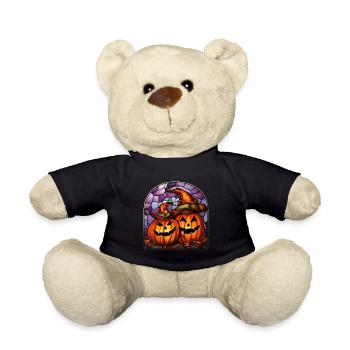Halloween Stained Glass Stained Glass - Teddy Bear - black - Front